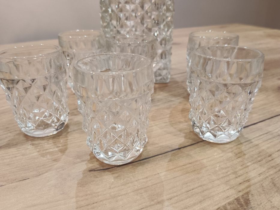 Karafka kryształowa i 6 kieliszków kryształ  antyk