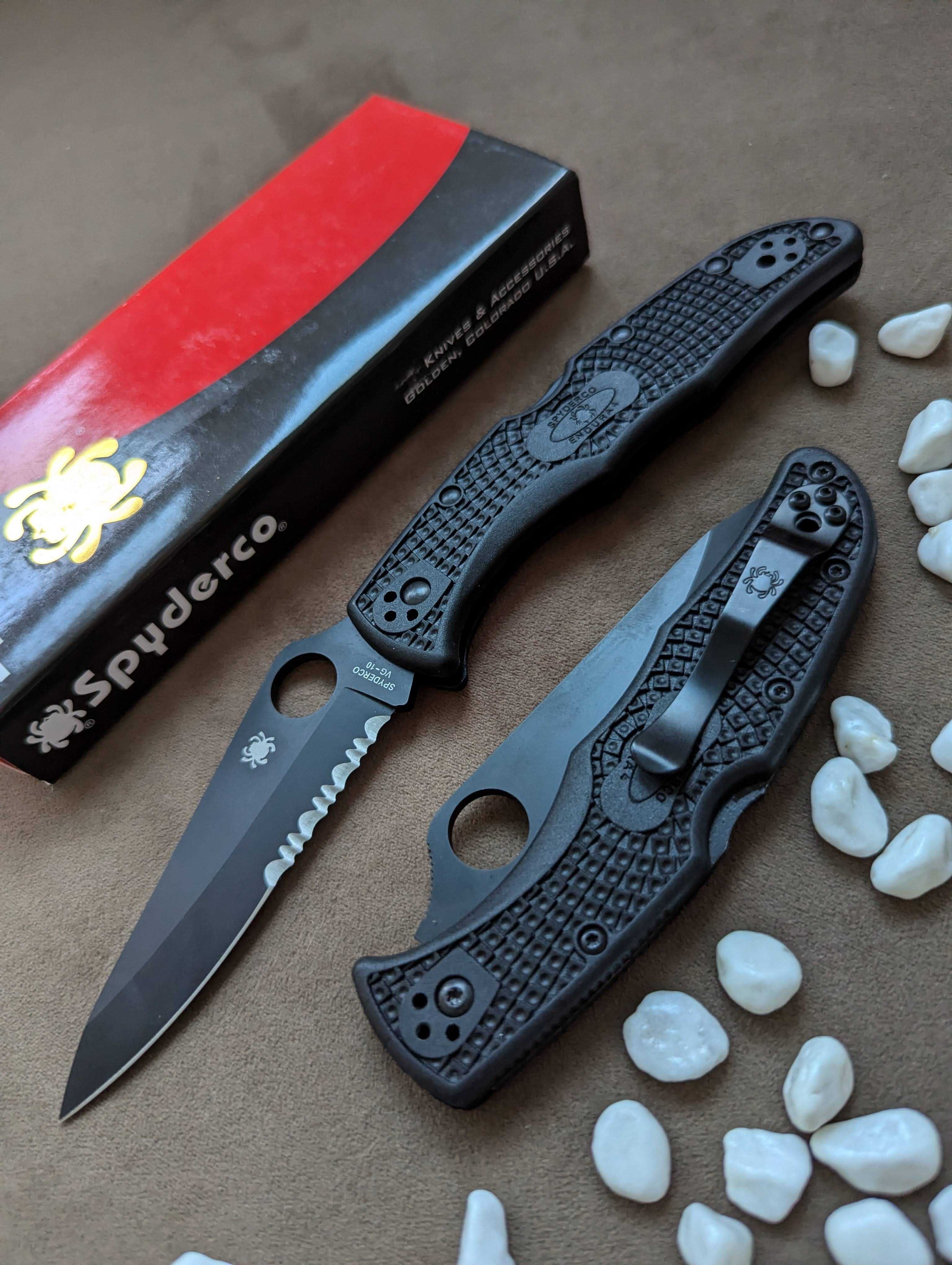 Нож Spyderco Endura Tactical, серрейтор. ніж складний Ендура