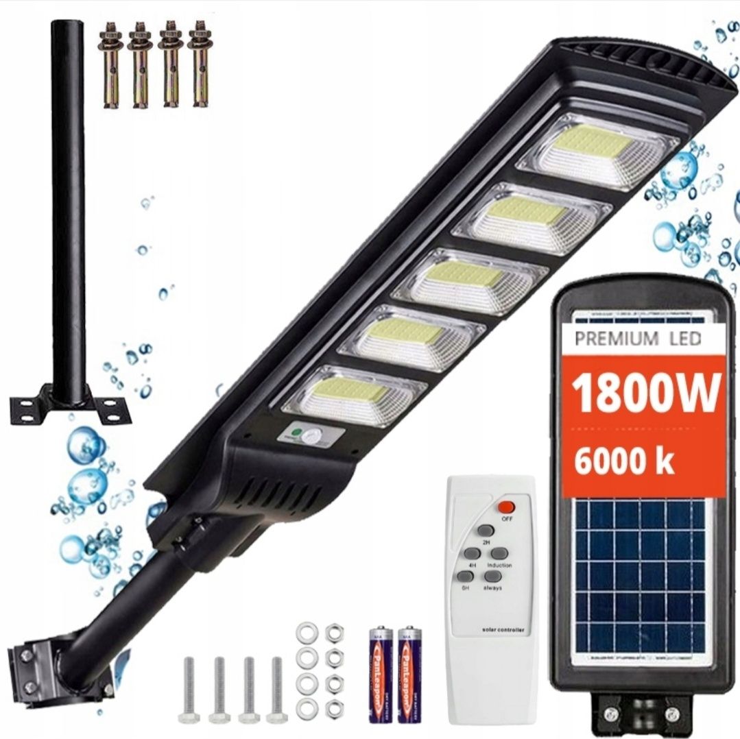 Lampa Solarna Uliczna VÖGLER LED 1800W  z Czujnikiem Ruchu+zmierzchu