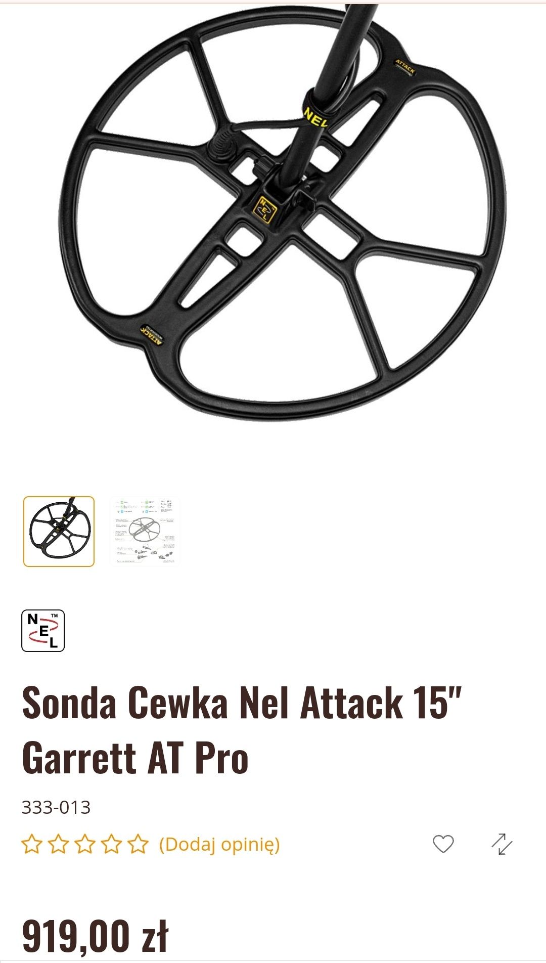 Sonda Cewka Nel Attack 15" Garrett AT Pro