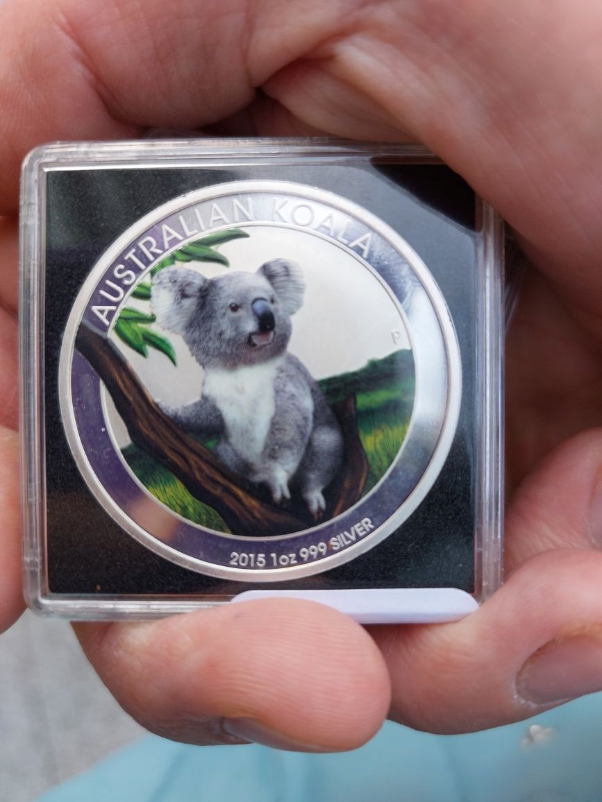 RZADKA Moneta kolekcjonerska kolor koala Australia 1$ 2015 oryginał