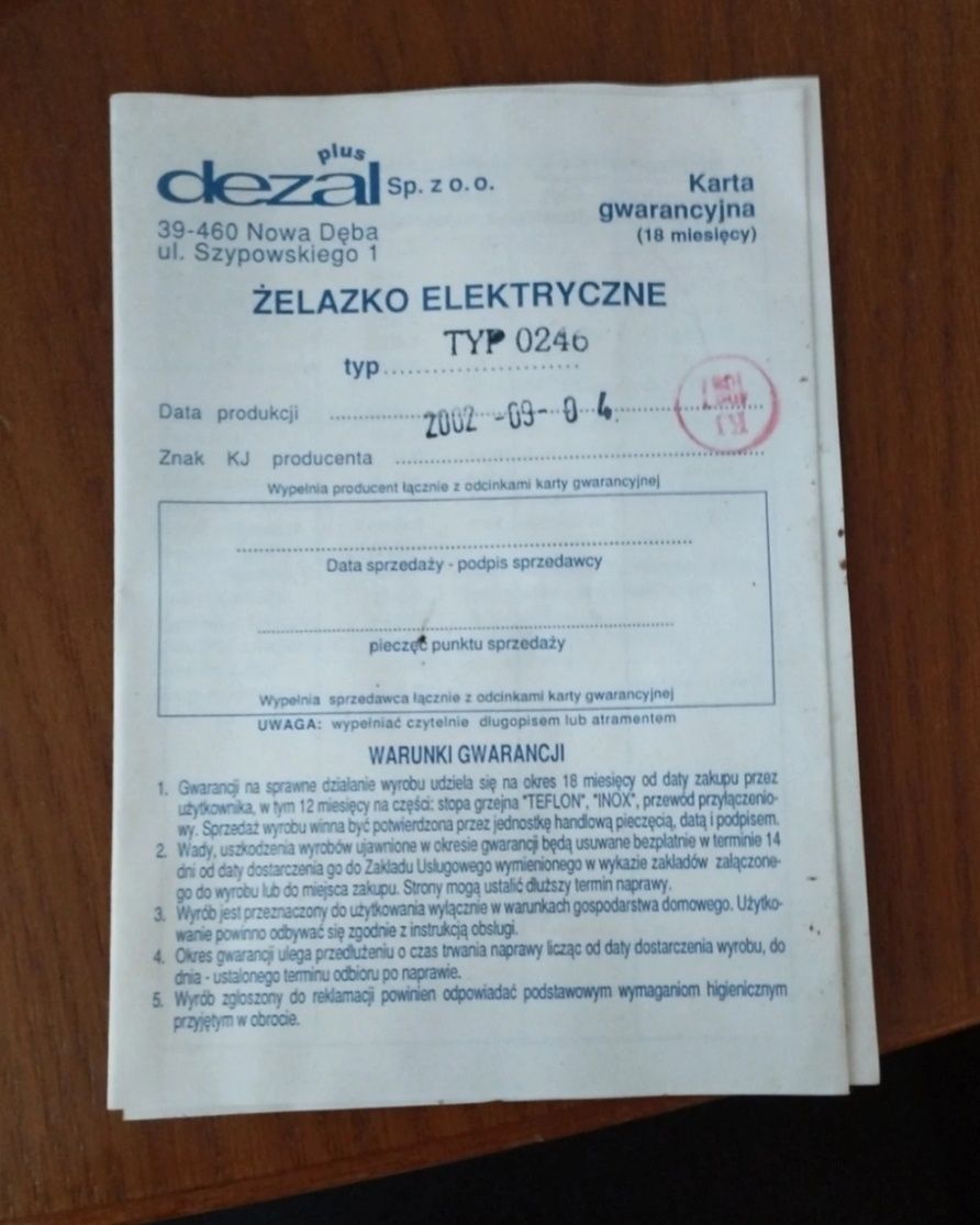 Żelazko Dezal electric iron model 0246