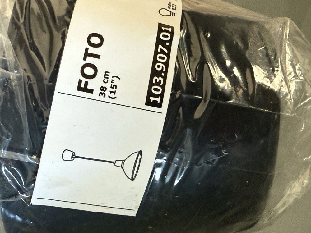 Ikea Foto lampa wisząca sufitowa 38 cm aluminium srebrna nowa