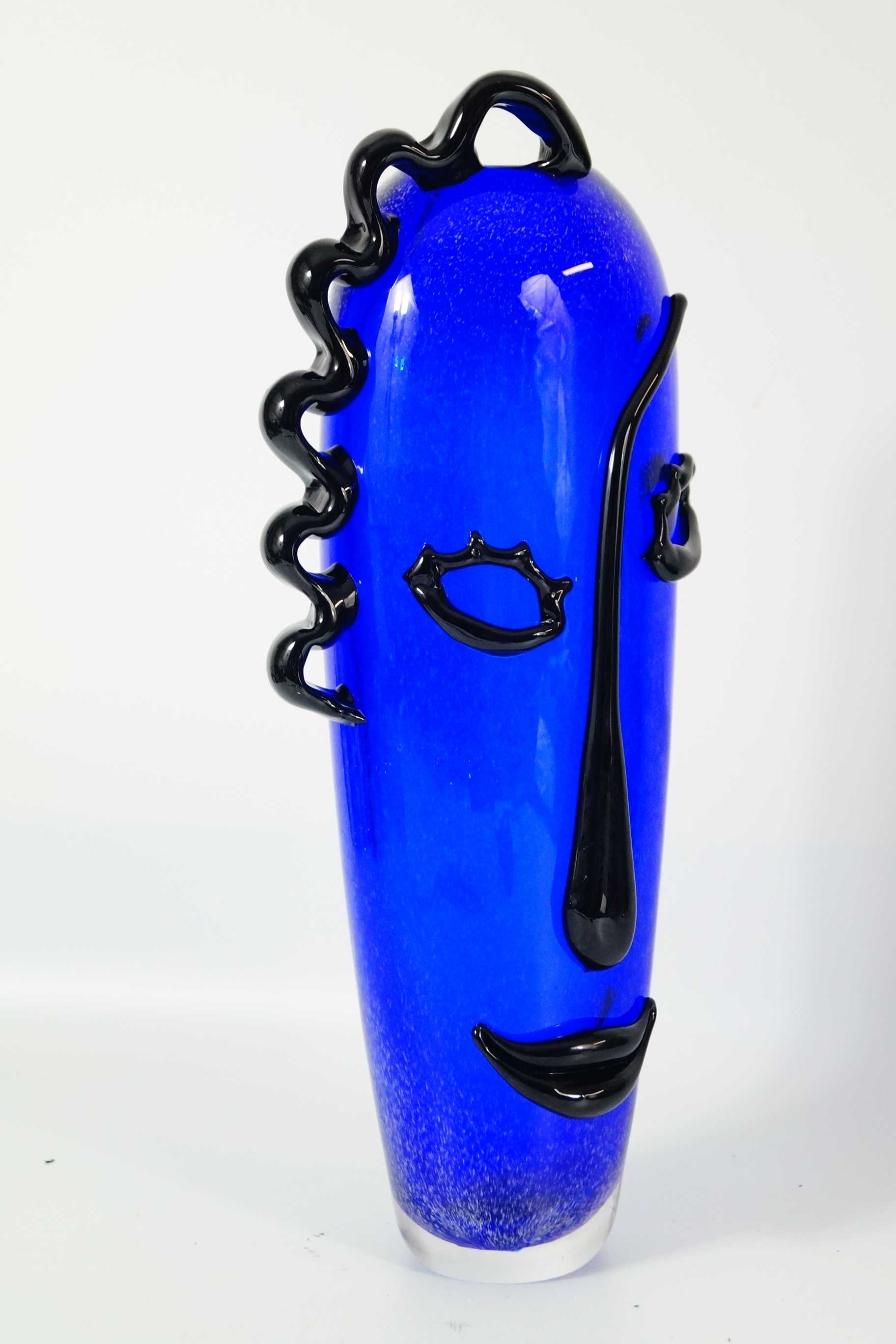 Szkło Murano style WAZON twarz DESIGN niebieski