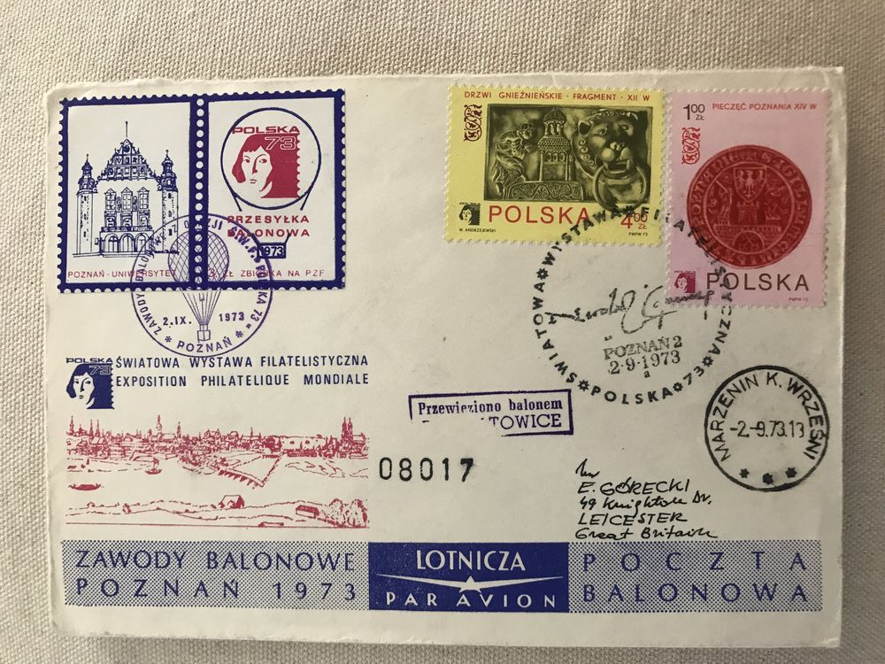 Znaczki- Poczta balonowa 1973 Kopernik
