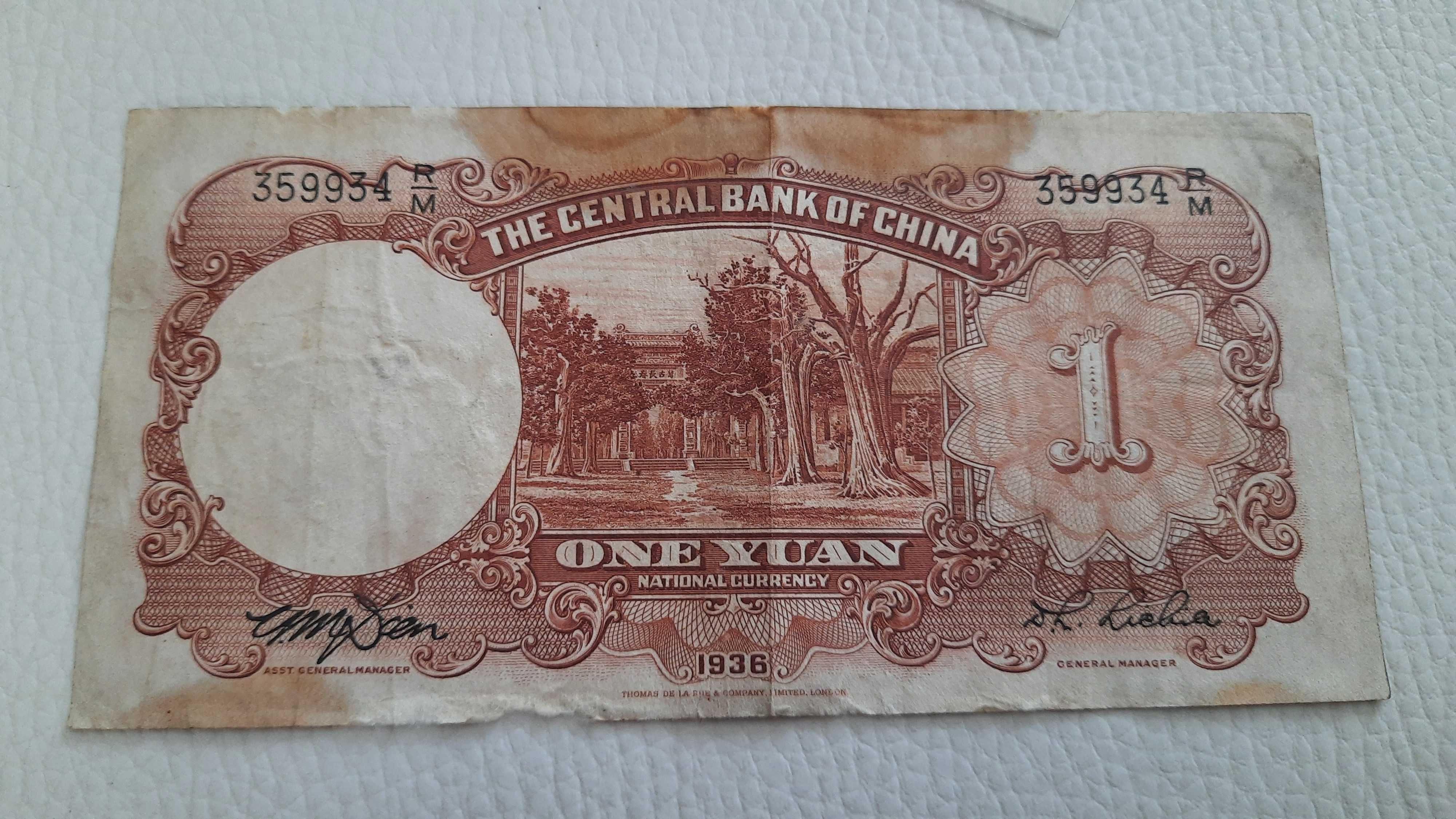 Banknot 1 Yuan Chiny 1936 rok