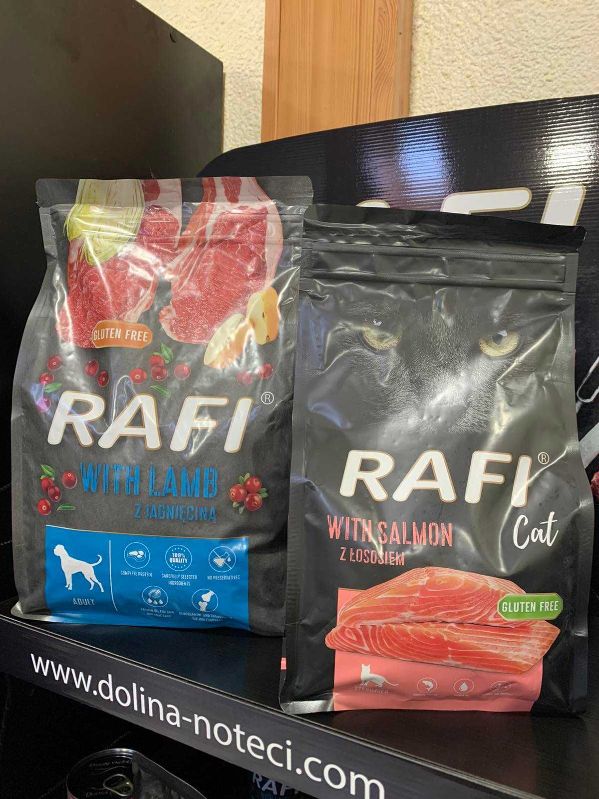 Беззерновий сухий корм та консерви Rafi для котів та собак
