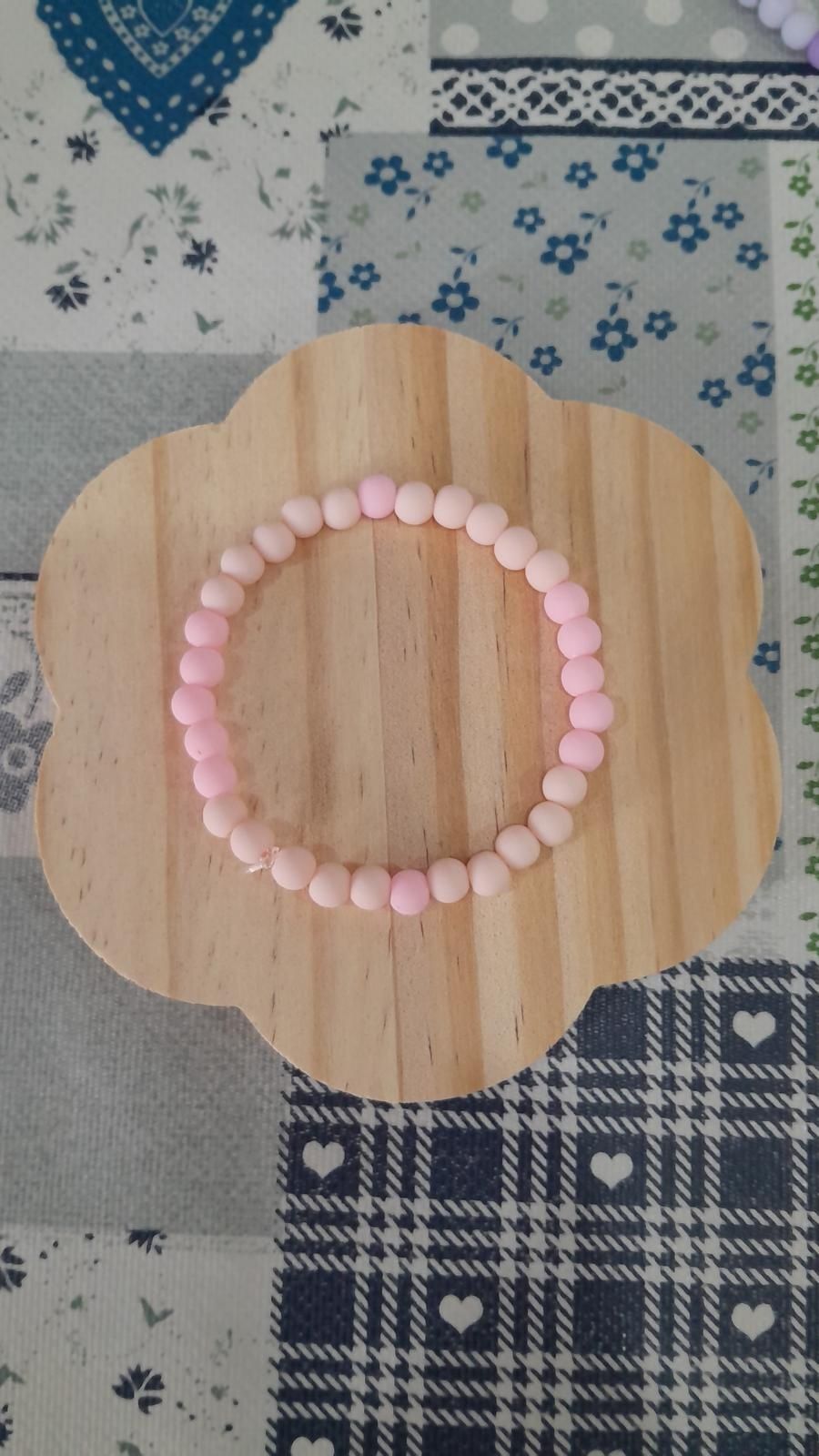 Pulseira rosa bebê e rosa salmão
