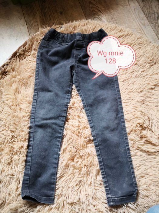 Spodnie jeans 128 szare/ druga para gratis