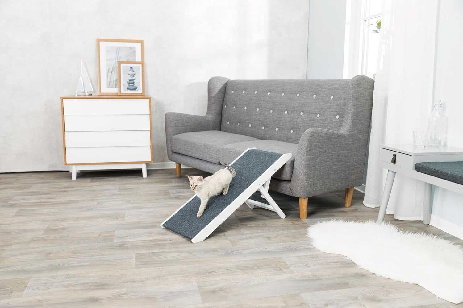 Rampa dla psa, kota drewniana z filcem 90cm do 40kg