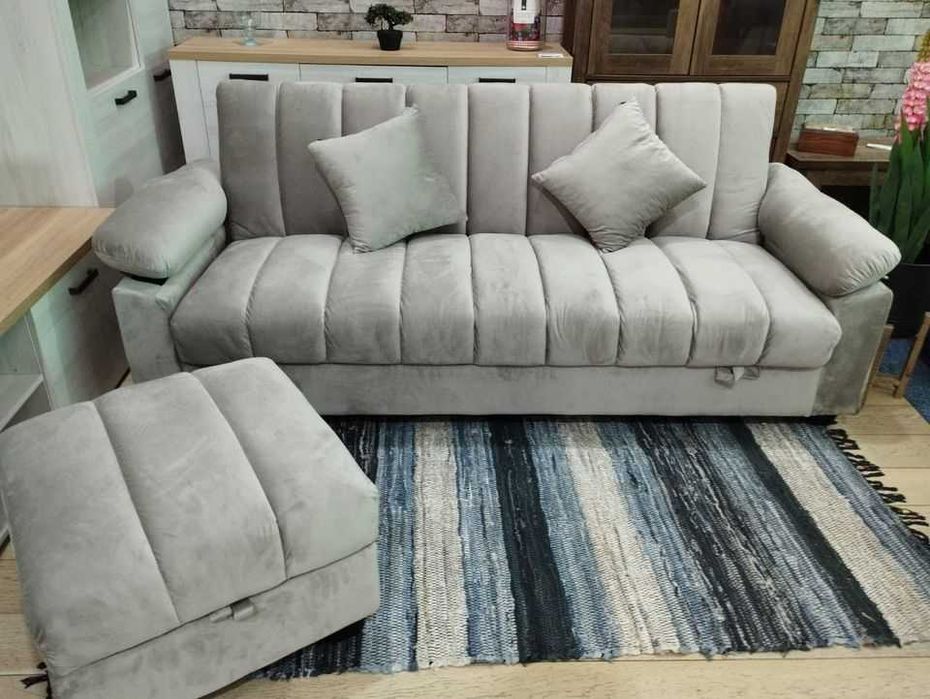 barato sofa cama acolchoado e puff novo envio gratis