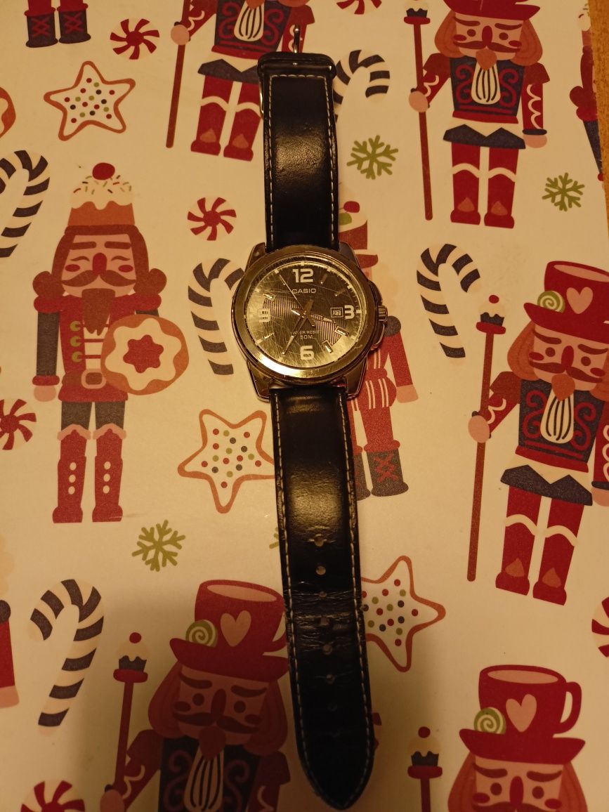 Skórzany zegarek Casio męski wodoodporny MTP-1314 czarny