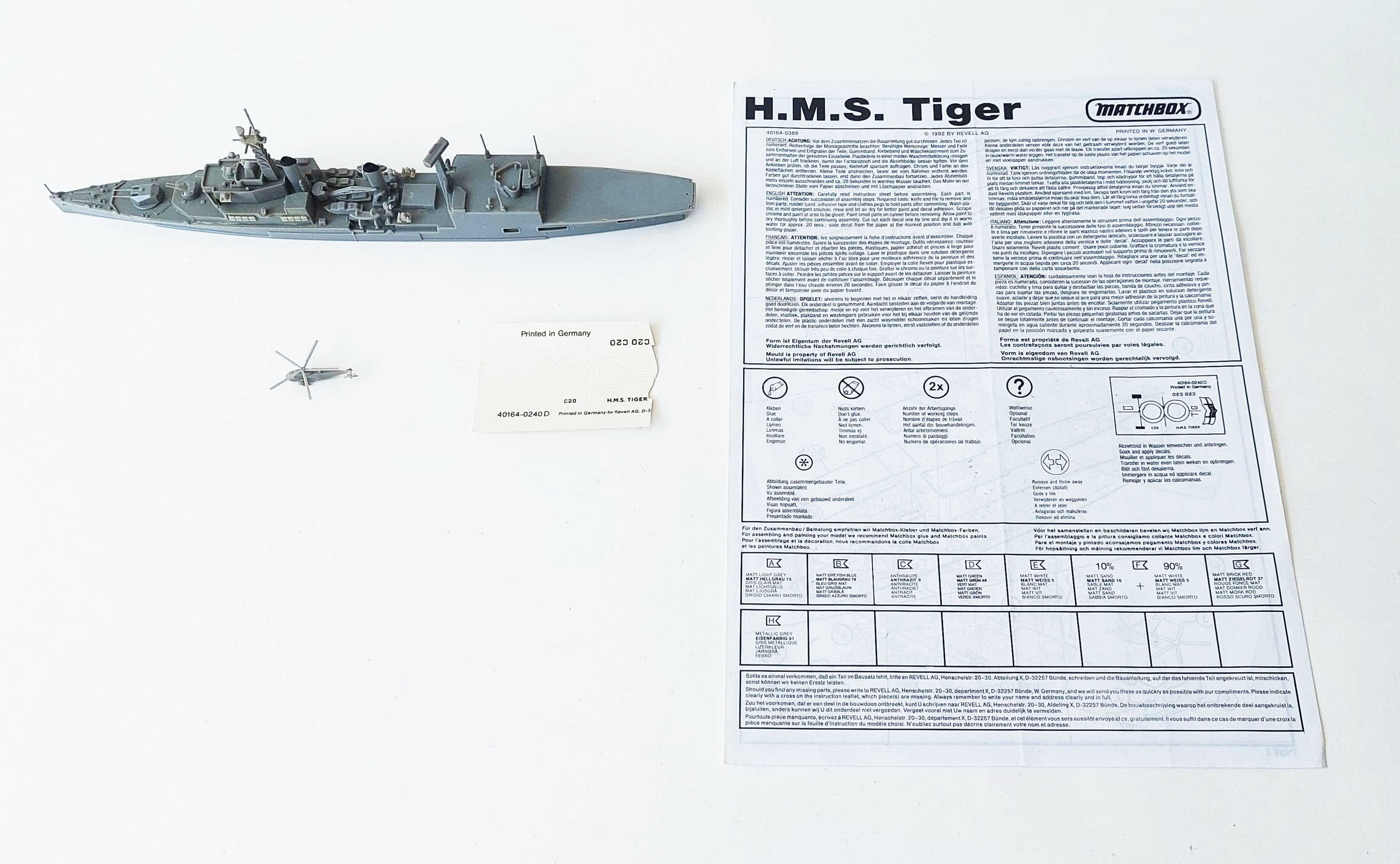 Kit montado de modelismo 1/700 em plástico do Cruzador "HMS Tiger"