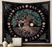 Gobelin drzewo życia z planetami, dekoracja ścienna 58x75 cm.