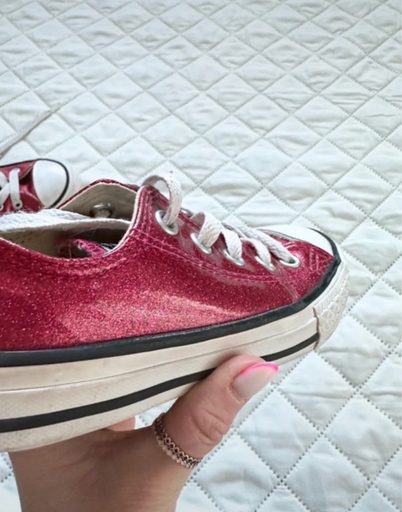 Converse brokatowe różowe fuksja r.28,5