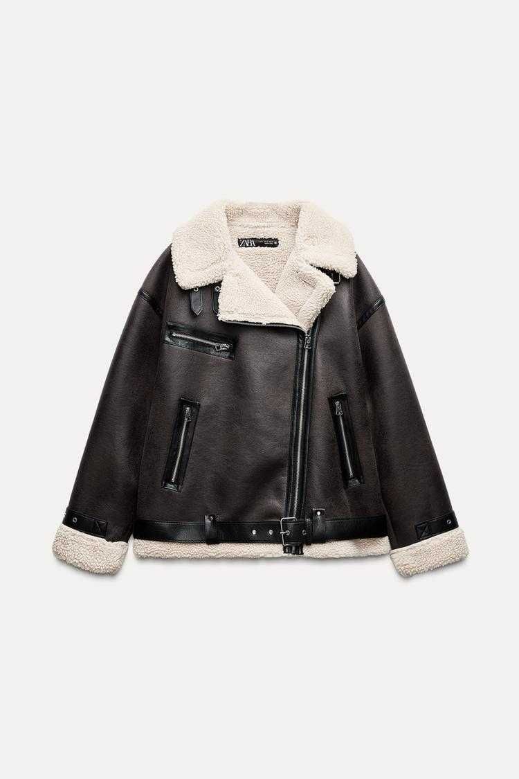 kurtka kożuch kożuszek double-faced long jacket Zara 36 S