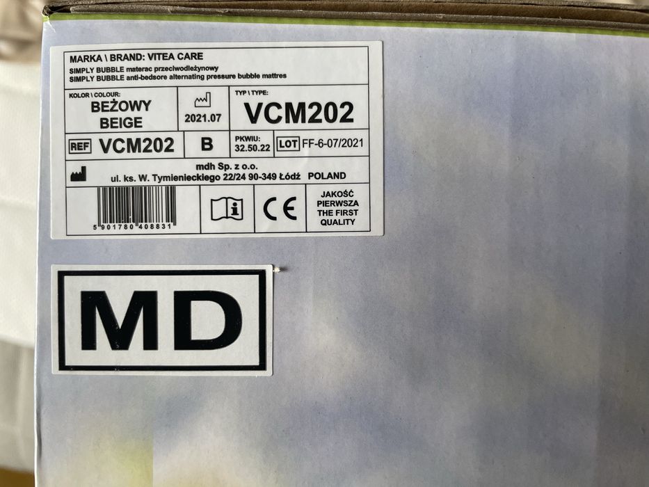 Materac przeciwodleżynowy z pompą Vitea Care SIMPLY BUBBLE VCM202B