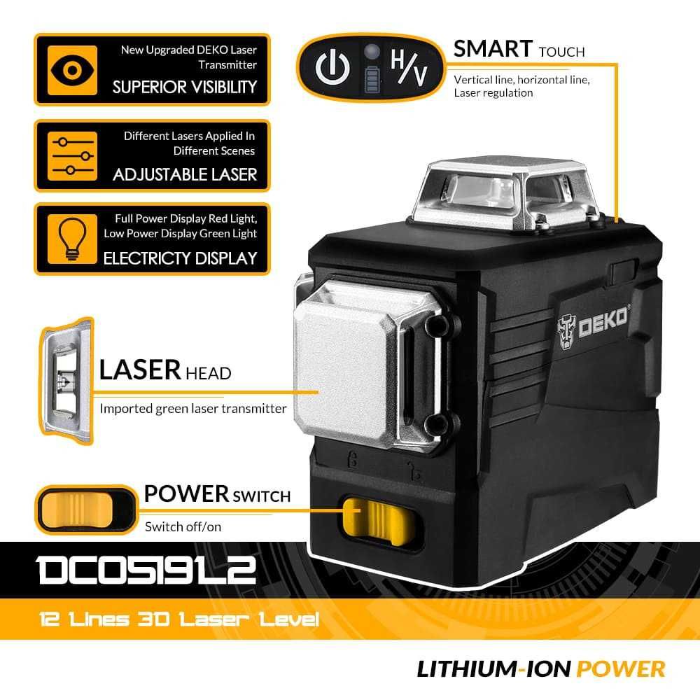 Poziomica laserowa DEKO DKLL12PB2 + detektor