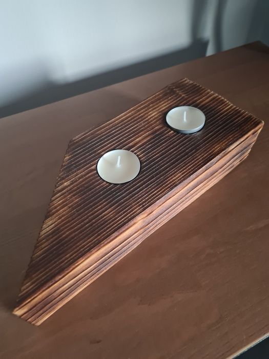 Drewniany świecznik, podstawka na Tealight