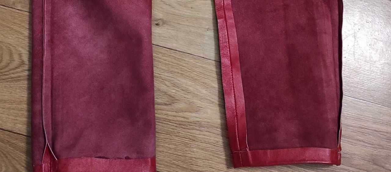Шкіряні штани червоного кольору настоящая кожа штаны красного цвета