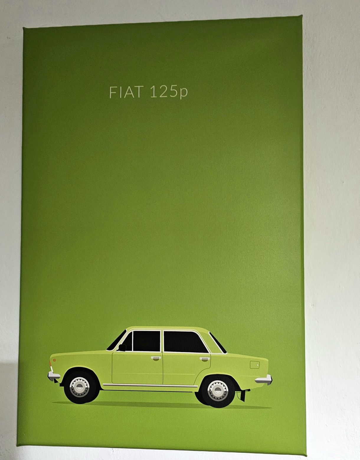 Obrazy z samochodami z PRL, syrena, Fiat 126p,  nowe, na płótnie.