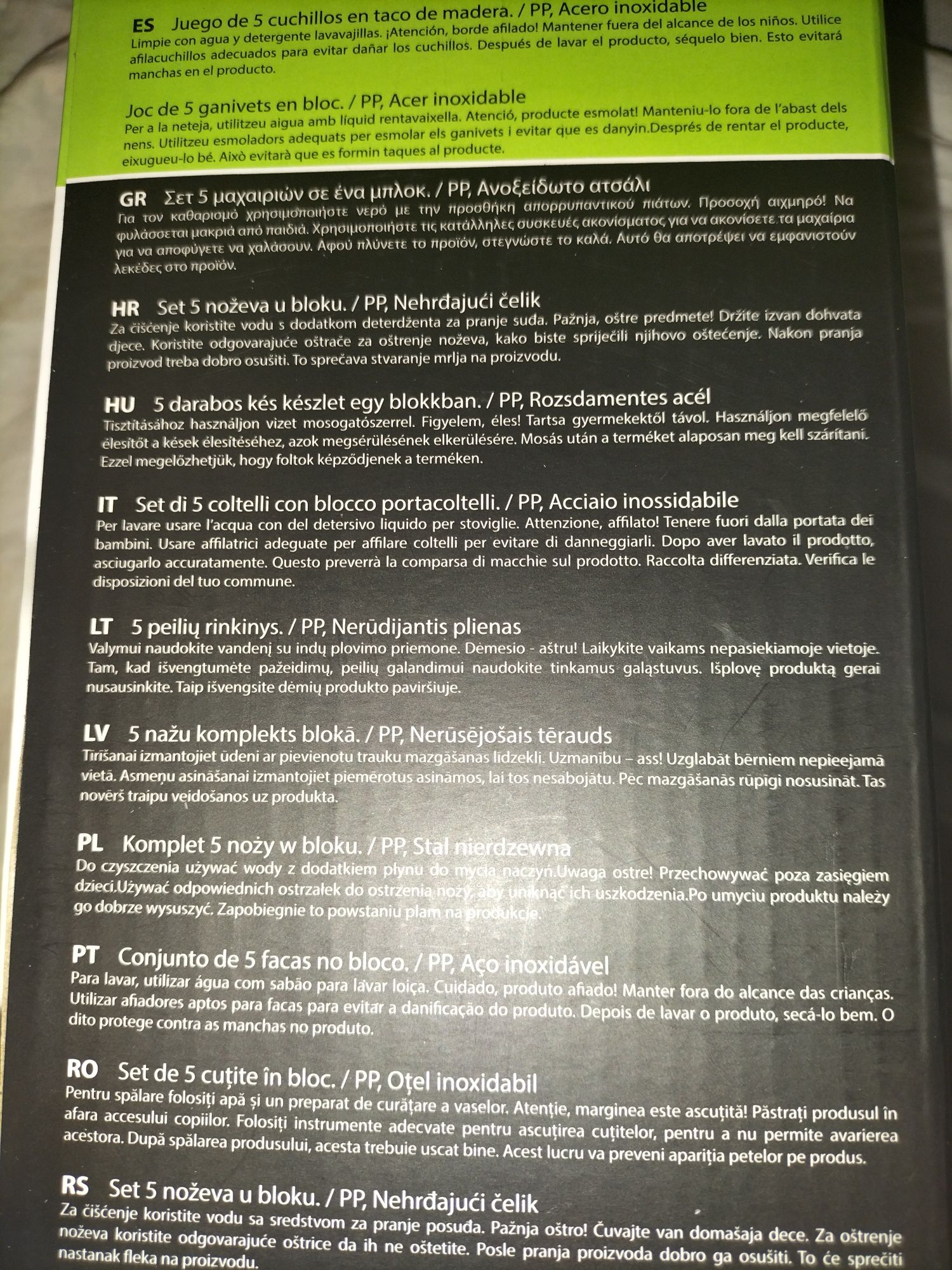 Komplet 5 noży w bloku Peter Cook (szare)