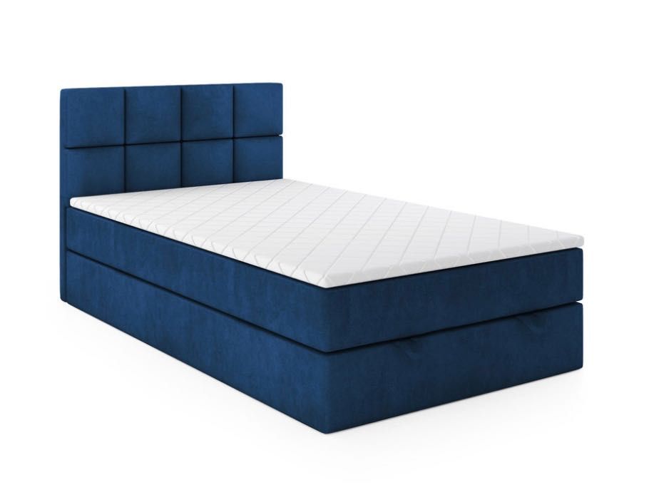 Łóżko flauszowe ze skrzynią, 100/200 cm, zagłówek flauszowy , materac