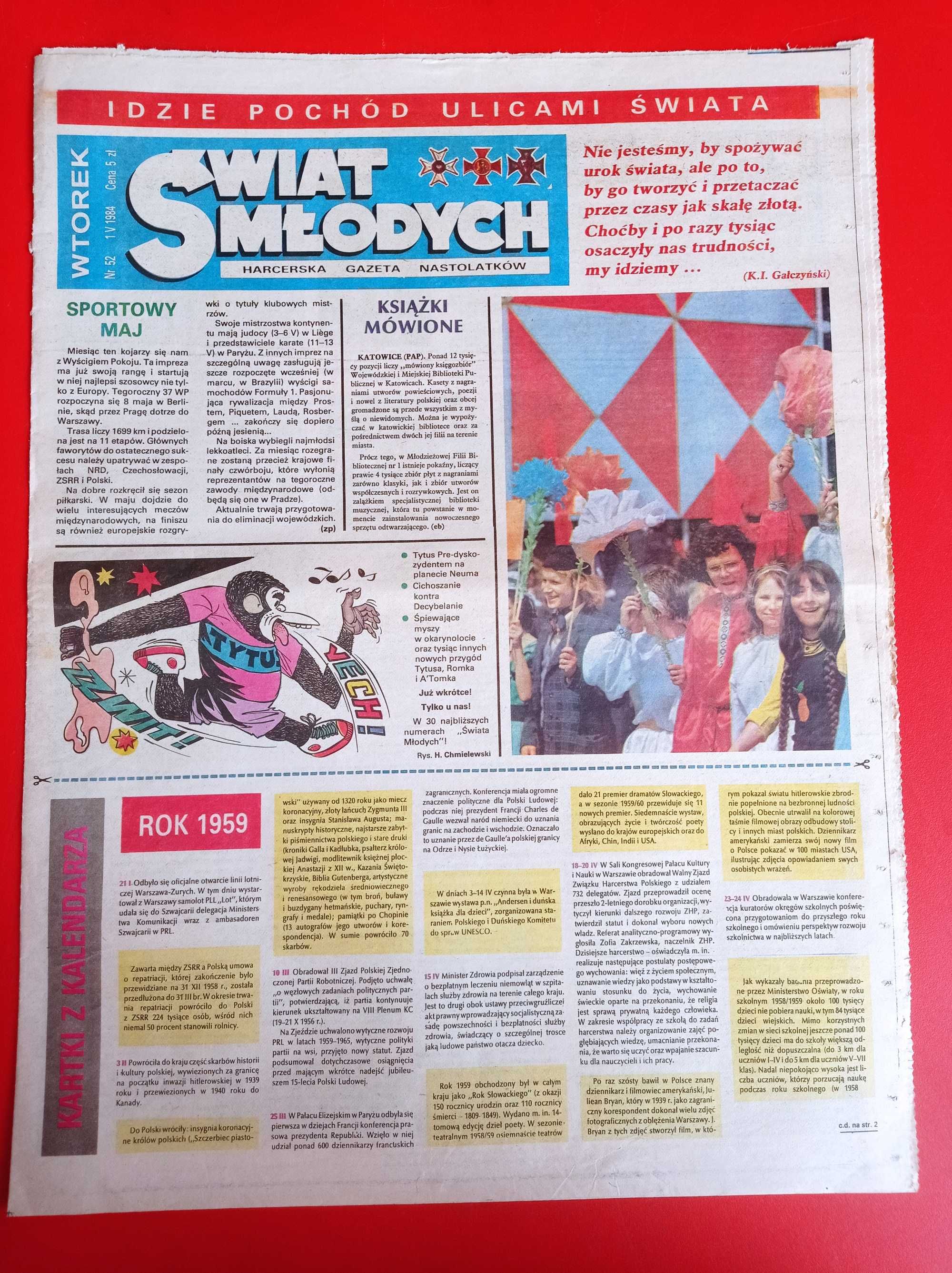*Świat młodych nr 52/1984, 1 maja 1984, Piętnastoletni kapitan