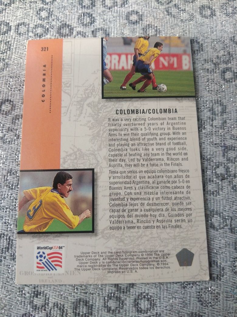 Karta World cup USA 94 Road to finals Columbia