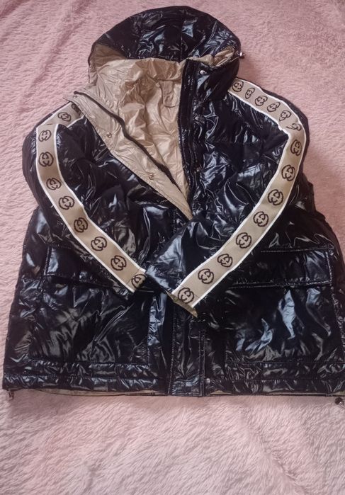 Kurtka Gucci damska czarna lakierowana xxl 44
