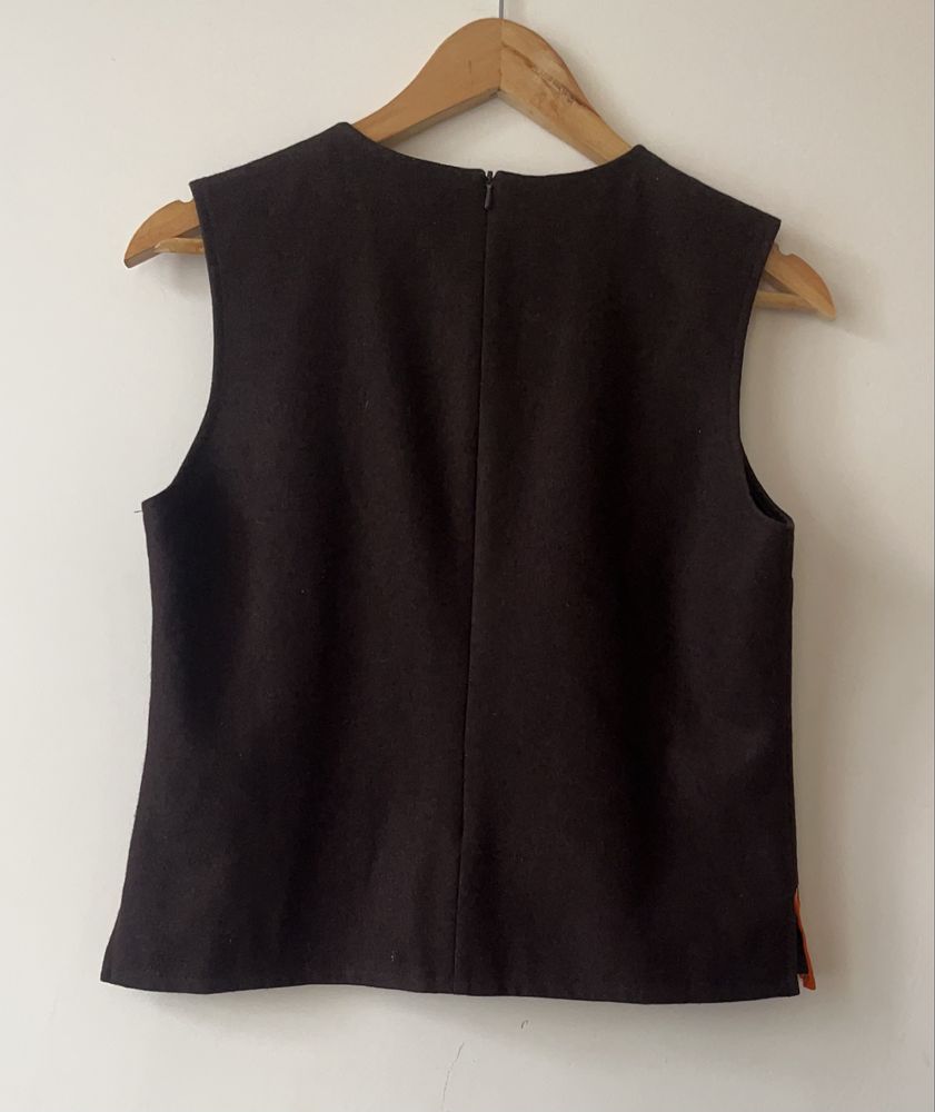 Brązowy wełniany  top/bezrękawnik Pro Mod, r. 38