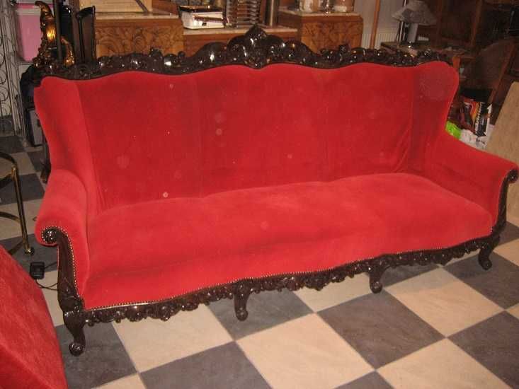 kanapa przedwojenna  czerwona