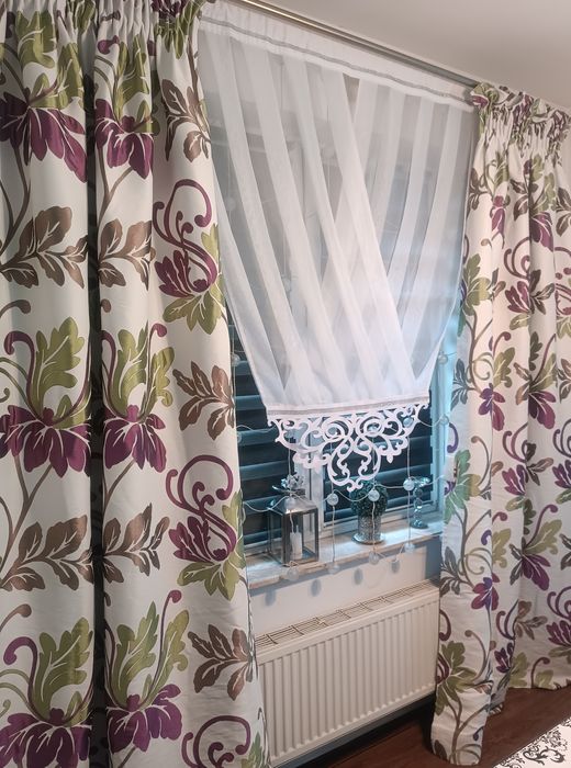 Eleganckie grube zasłony w kwiaty 2 sztuki