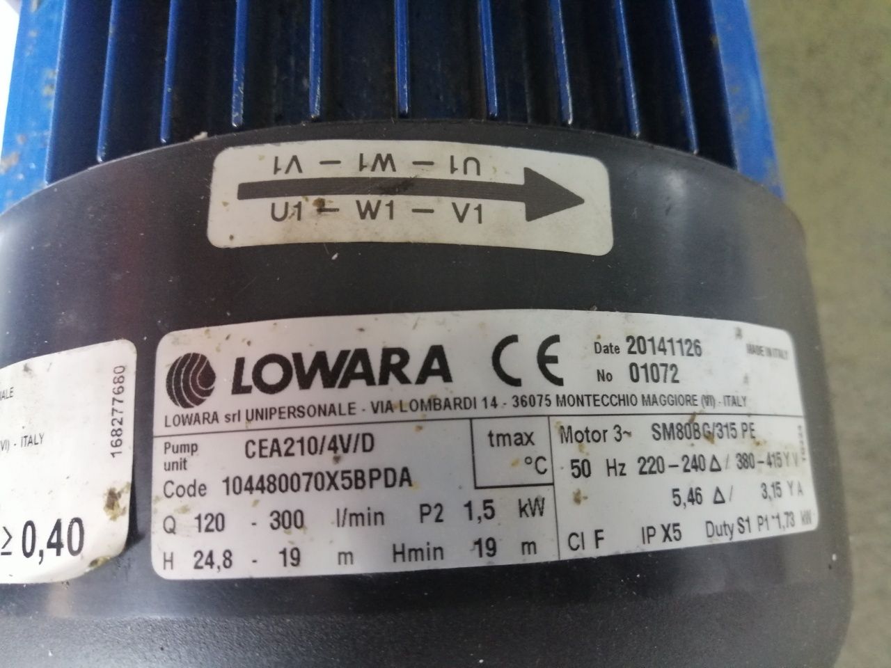 Pompa ze stali nierdzewnej Lowara CEA210/4V/D 400V 300l/min 1,5kW