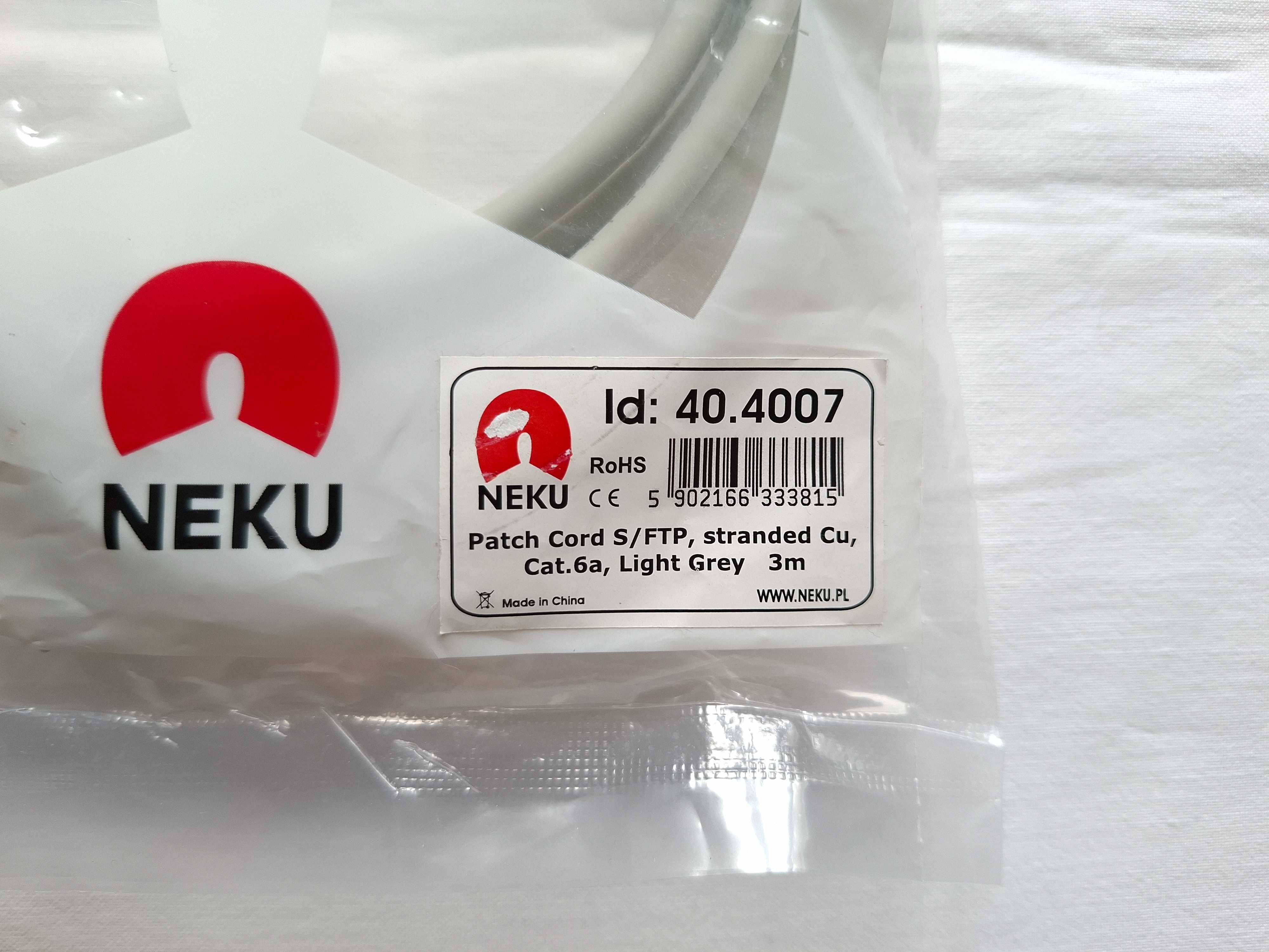 Nowy Kabel RJ-45 NEKU Patchcord S/FTP kat.6a 3m