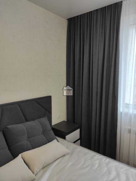 Штори графіт на тесьмі, темні мікровелюр micro сірі у вітальню/спальню