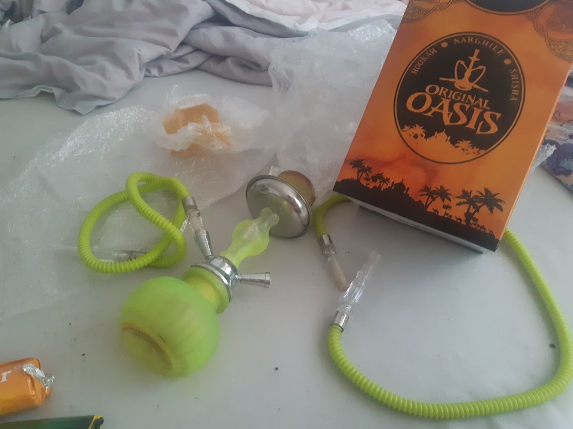 Shisha szisza fajka wodna oasis neonowa dwuosobowa wegle gratis