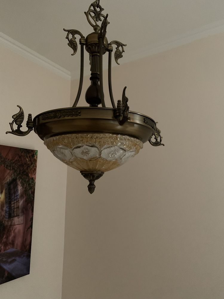Żyrandol sufitowy mosiężny