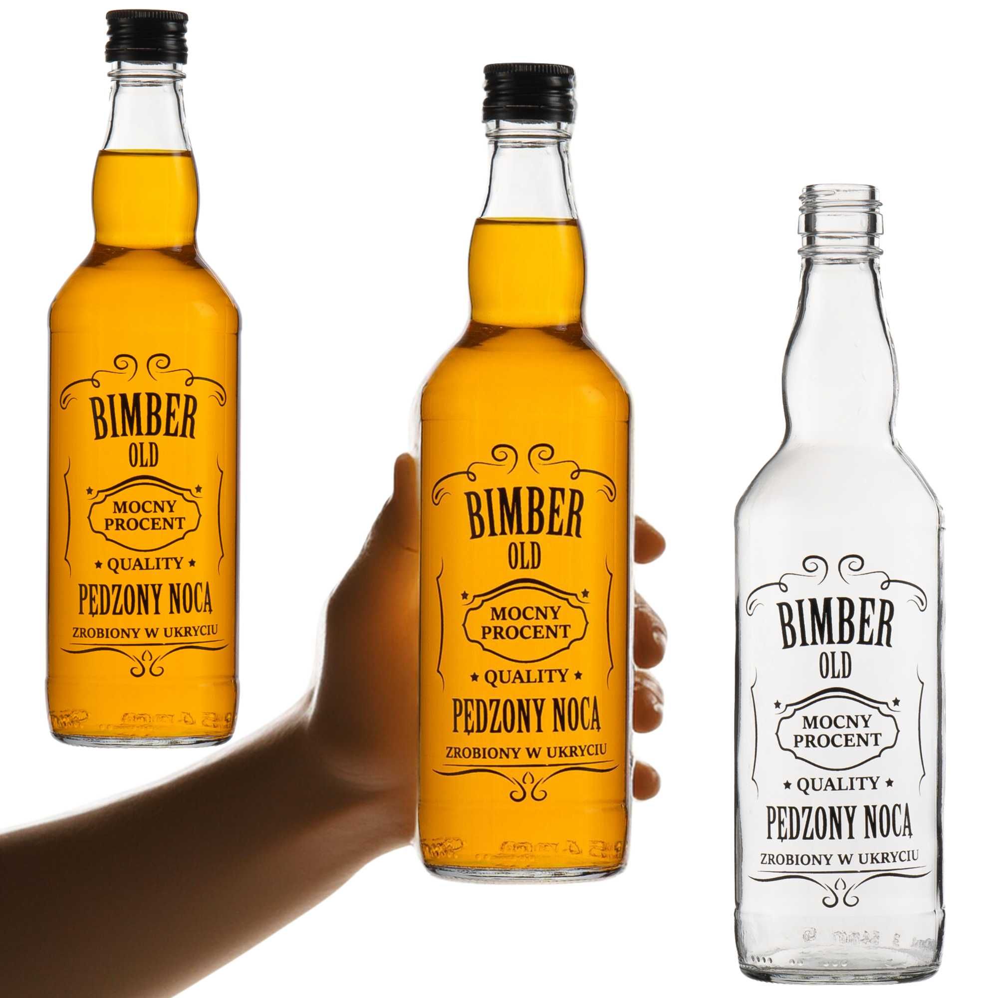 Butelka Monopolowa 500 ml + nadruk Bimber Pędzony Nocą 10 sztuk
