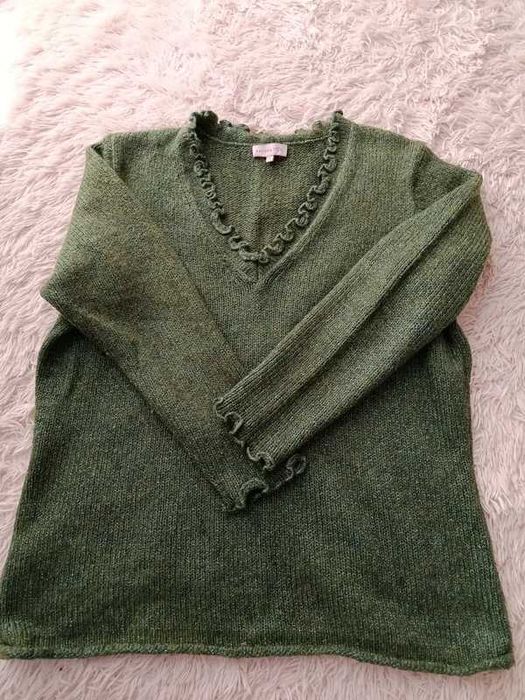 Sweter damski Per Una XL zielony butelkowy elegancki ciepły