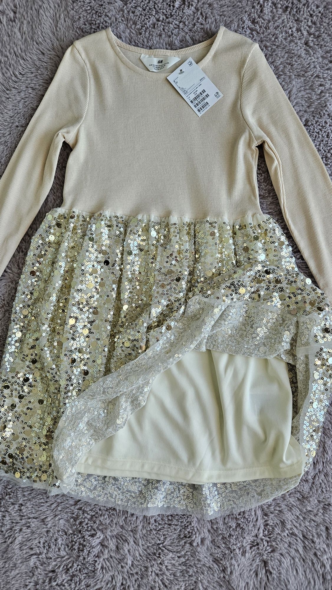 Piękna błyszcząca sukienka H&M 122/128