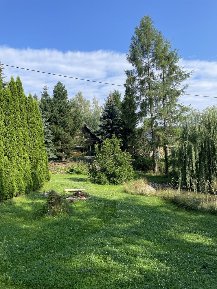 Drewniany dom z basenem i ogrodzonym ogrodem na wyłączność