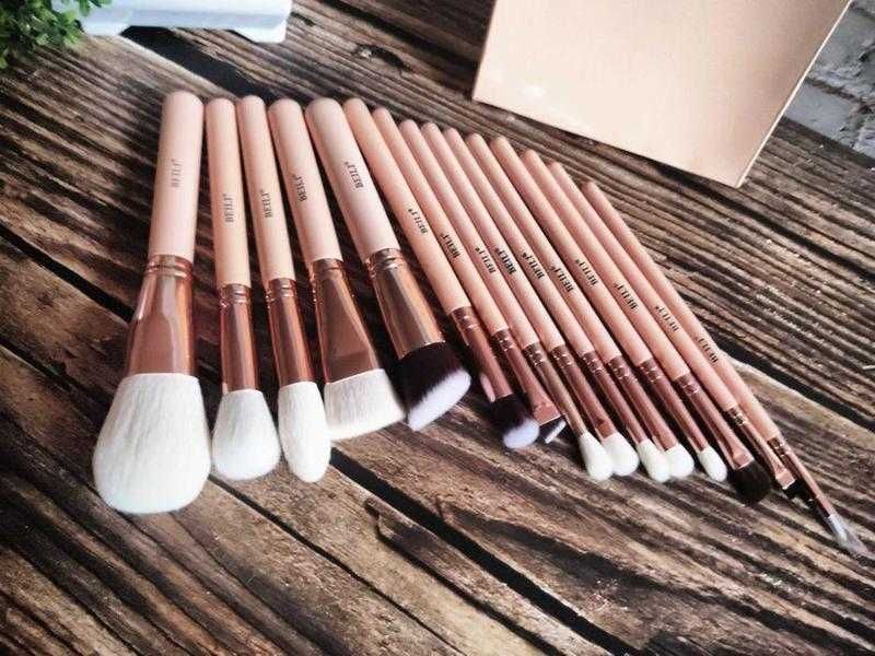 Кисті для макіяжу BEILI, набір 15 шт , професійні, м'які / Кисти набор