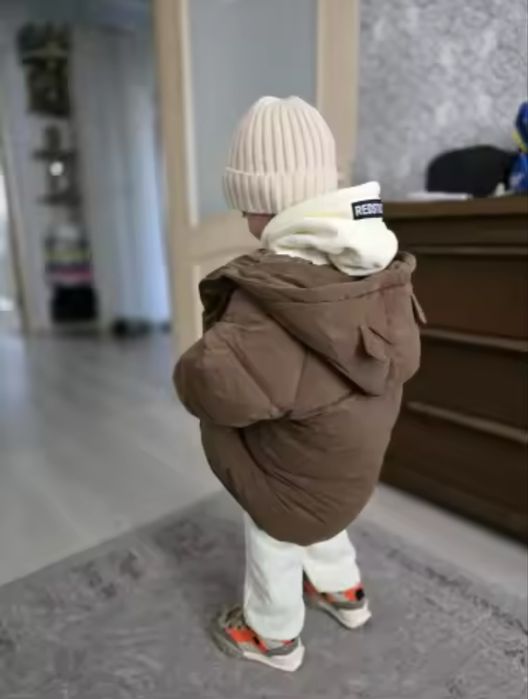 Знижка!!! Зимова дитяча курточка коричнева зимня шоколадна з капюшоном