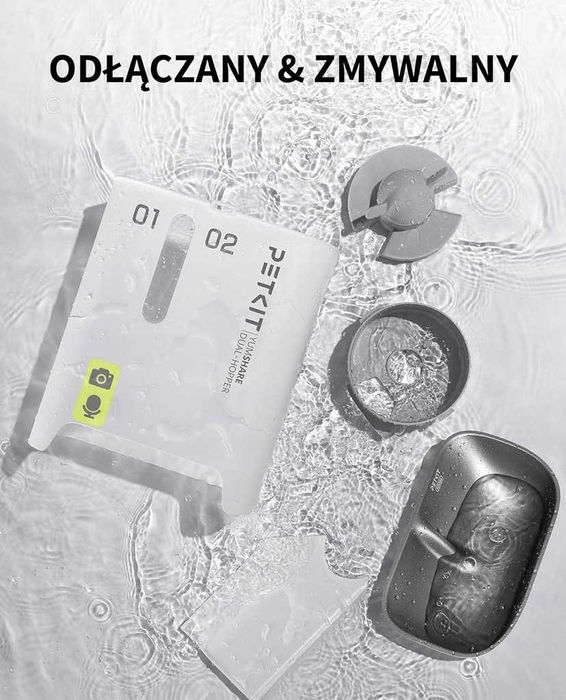 PETKIT Dozownik karmy 5L z kamerą 1080P WiFi podwójny lejek AI kot,.