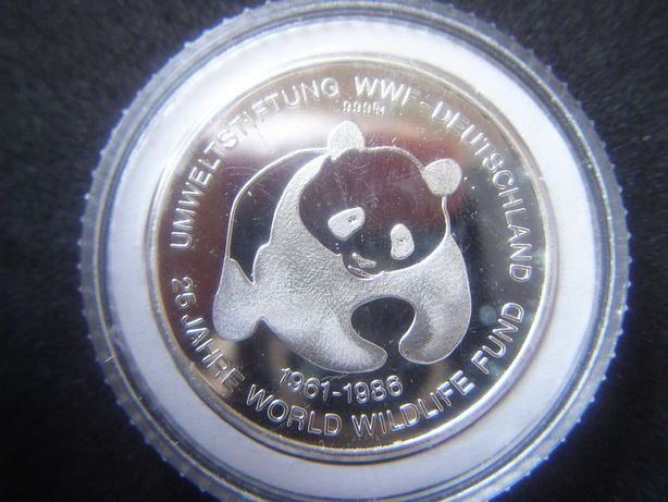 Stare monety Panda 25 Jahre world wildlife fund Medal srebro