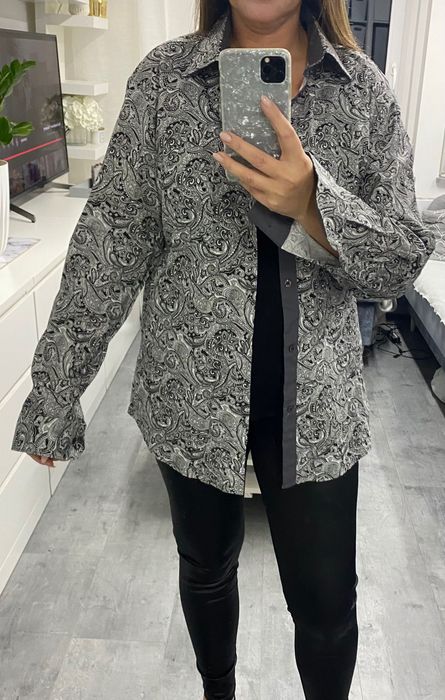 Męska Koszula czarno białe wzory 44 l-xxl