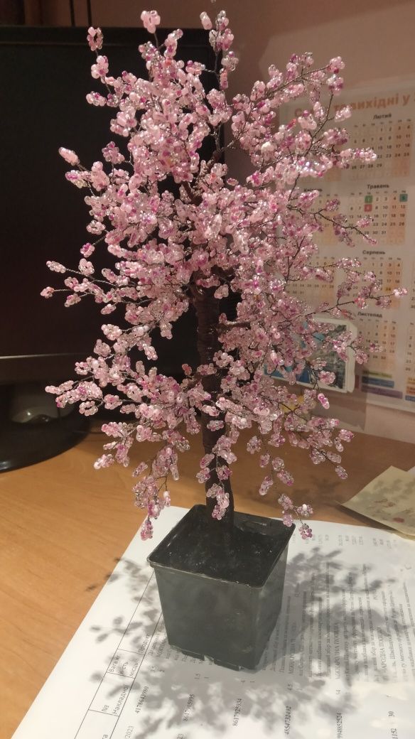 Денежное дерево (Сакура) из бисера