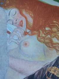 Obraz Reprodukcja obrazu na płótnie Danae Gustav Klimt 20x20cm