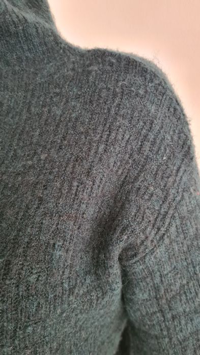 Golf Wełna, Alpaka. Butelkowa zieleń. Szerokie rękawy.  Rozmiar M S XS